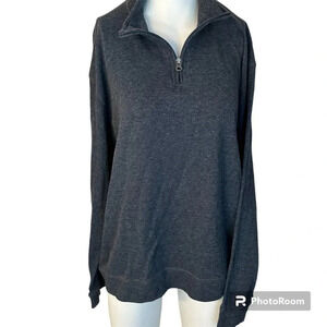 Vintage 1946 Men's Quarter Zip Pullover Washed, Stoned, Beaten Navy Size XLarge